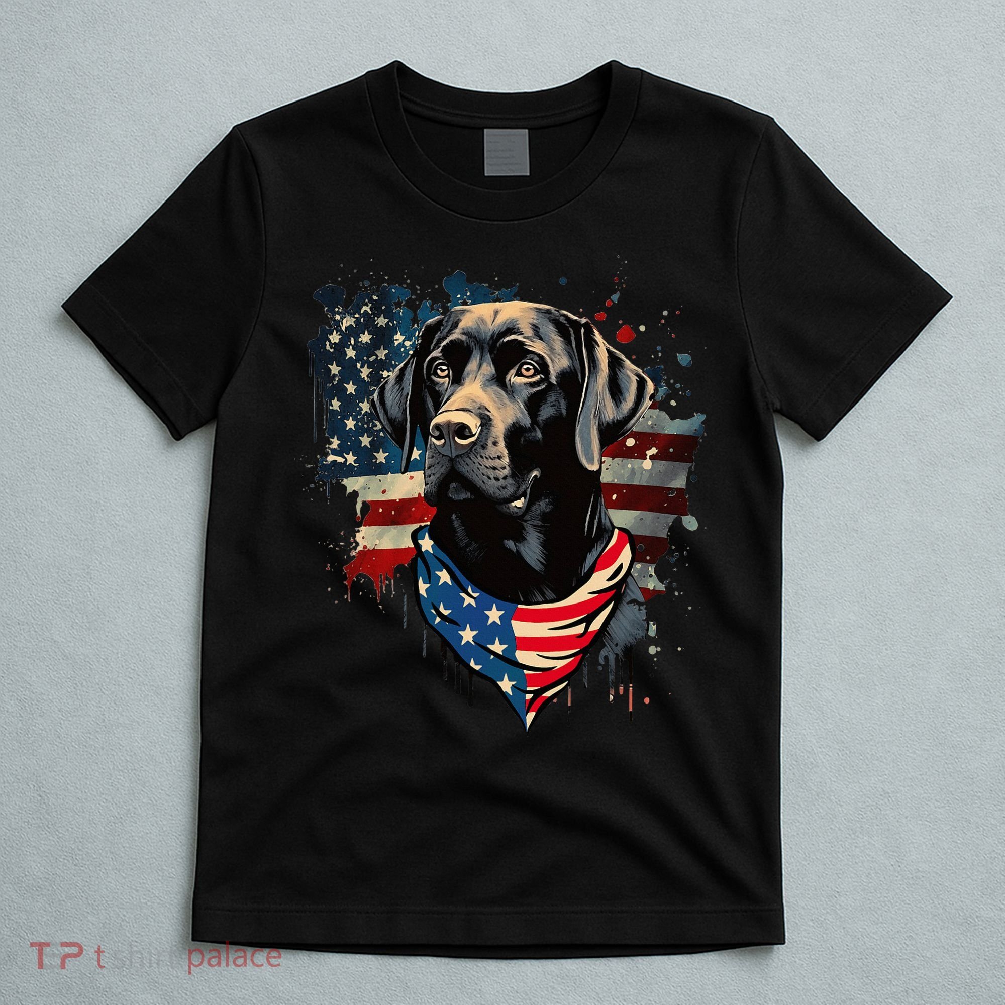 Black Labrador Retriever USA Flag Lab Dog Lover Gifts T-Shirt