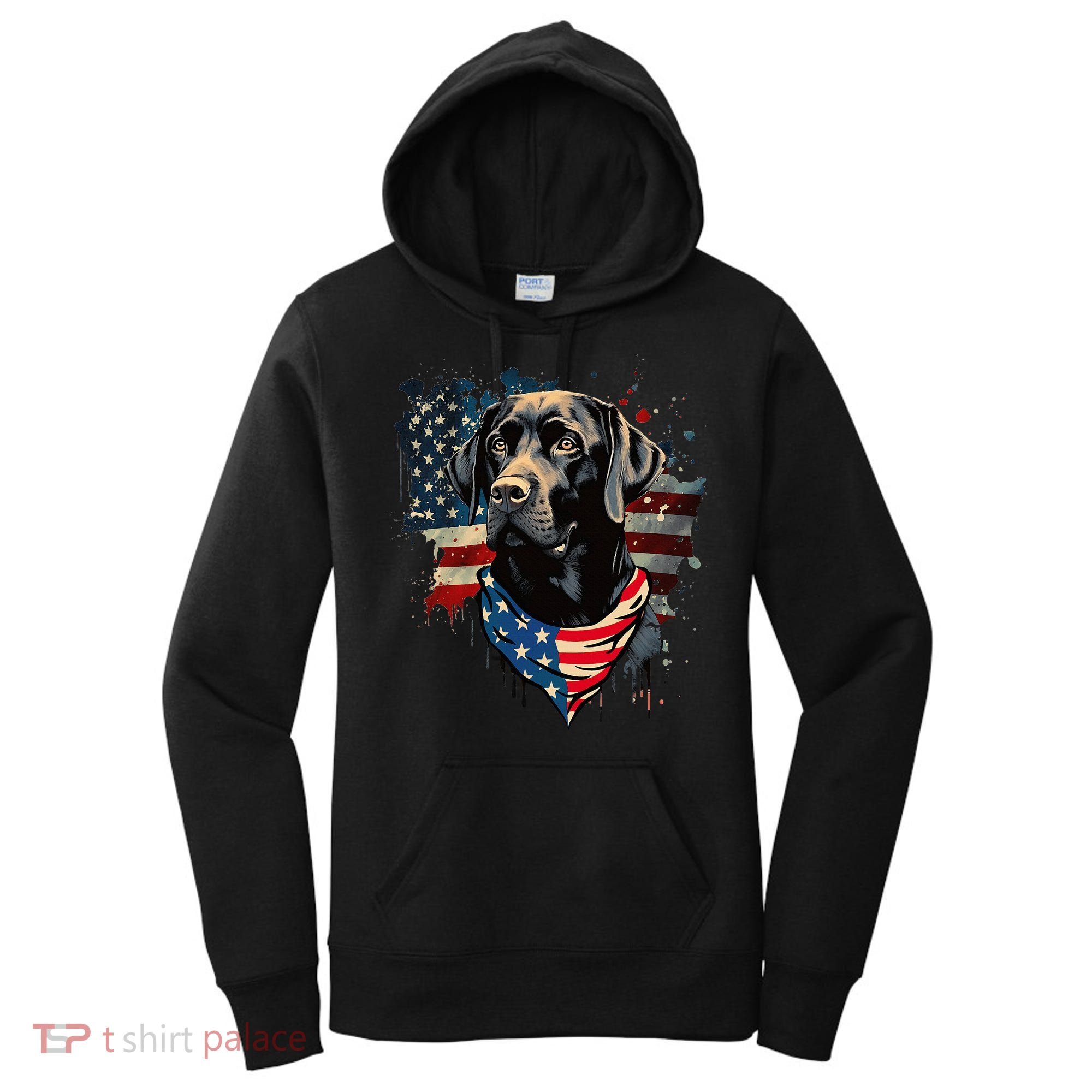 Black Labrador Retriever USA Flag Lab Dog Lover Gifts Women's Hoodie