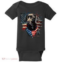 Black Labrador Retriever USA Flag Lab Dog Lover Gifts Baby Bodysuit thumb 0