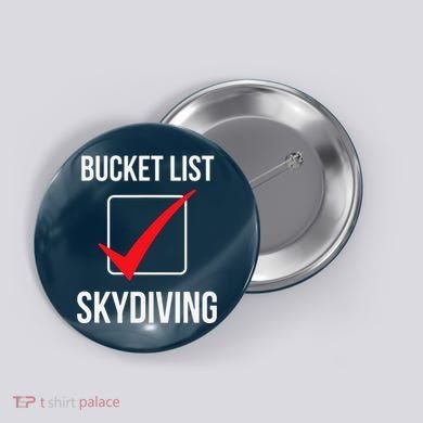 Bucket List Skydiving Vintage Button