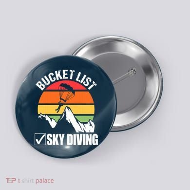 Bucket List Sky Diving Vintage Skydiver Skydiving Parachute Button