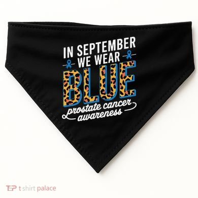 Boho Leopard September Wear Blue Prostate Cancer Awareness USA-Made Doggie Bandana