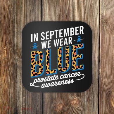 Boho Leopard September Wear Blue Prostate Cancer Awareness Coaster