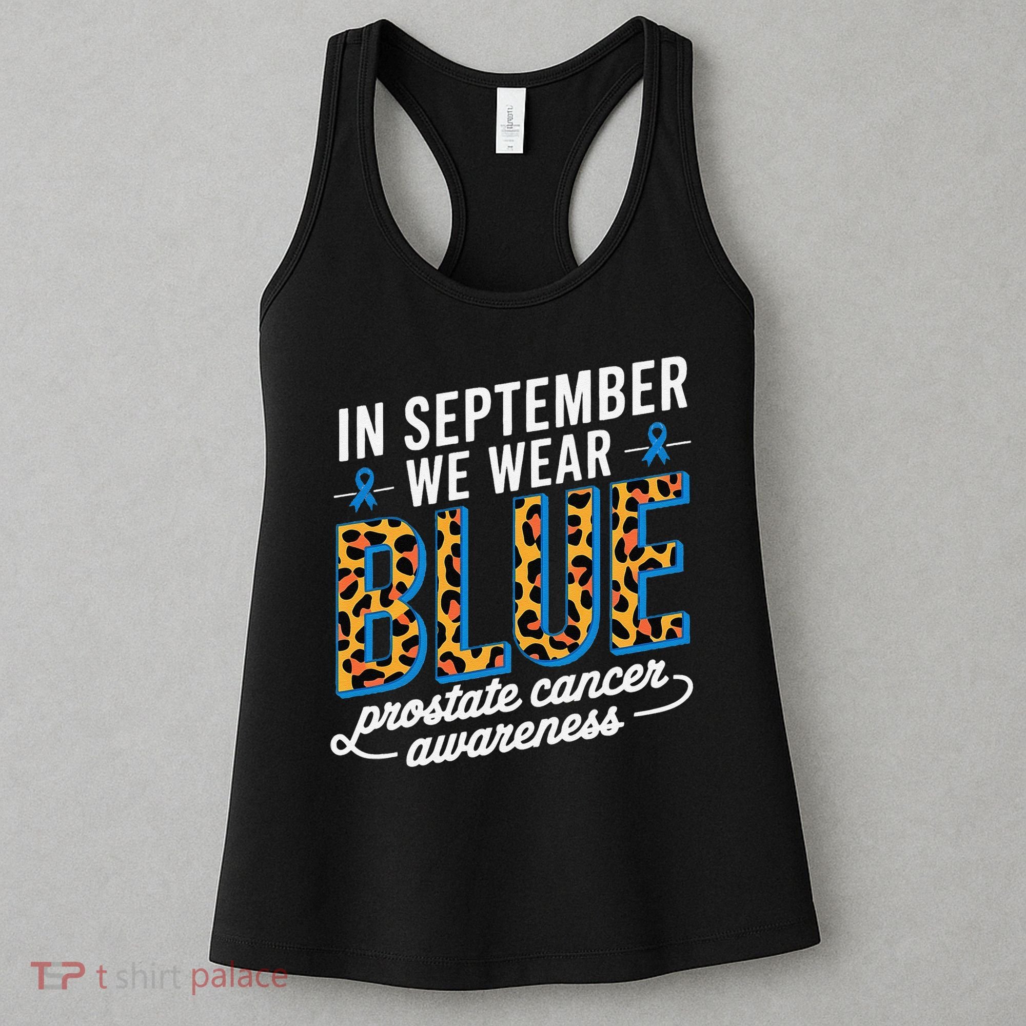 Boho Leopard September Wear Blue Prostate Cancer Awareness Women's Tank Top