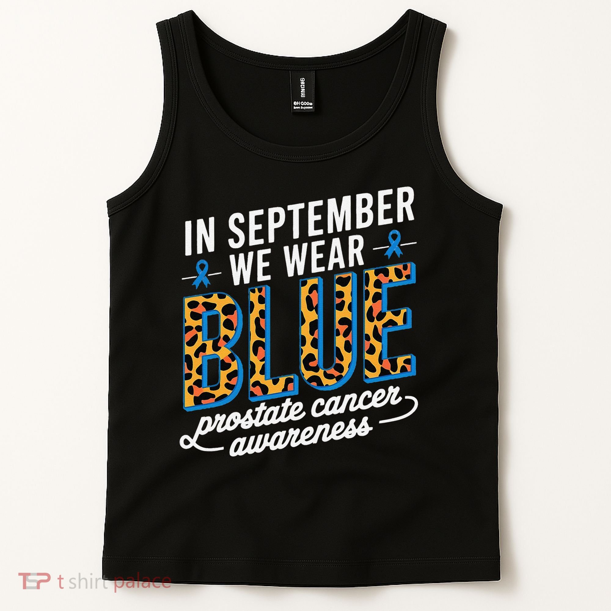 Boho Leopard September Wear Blue Prostate Cancer Awareness Tank Top