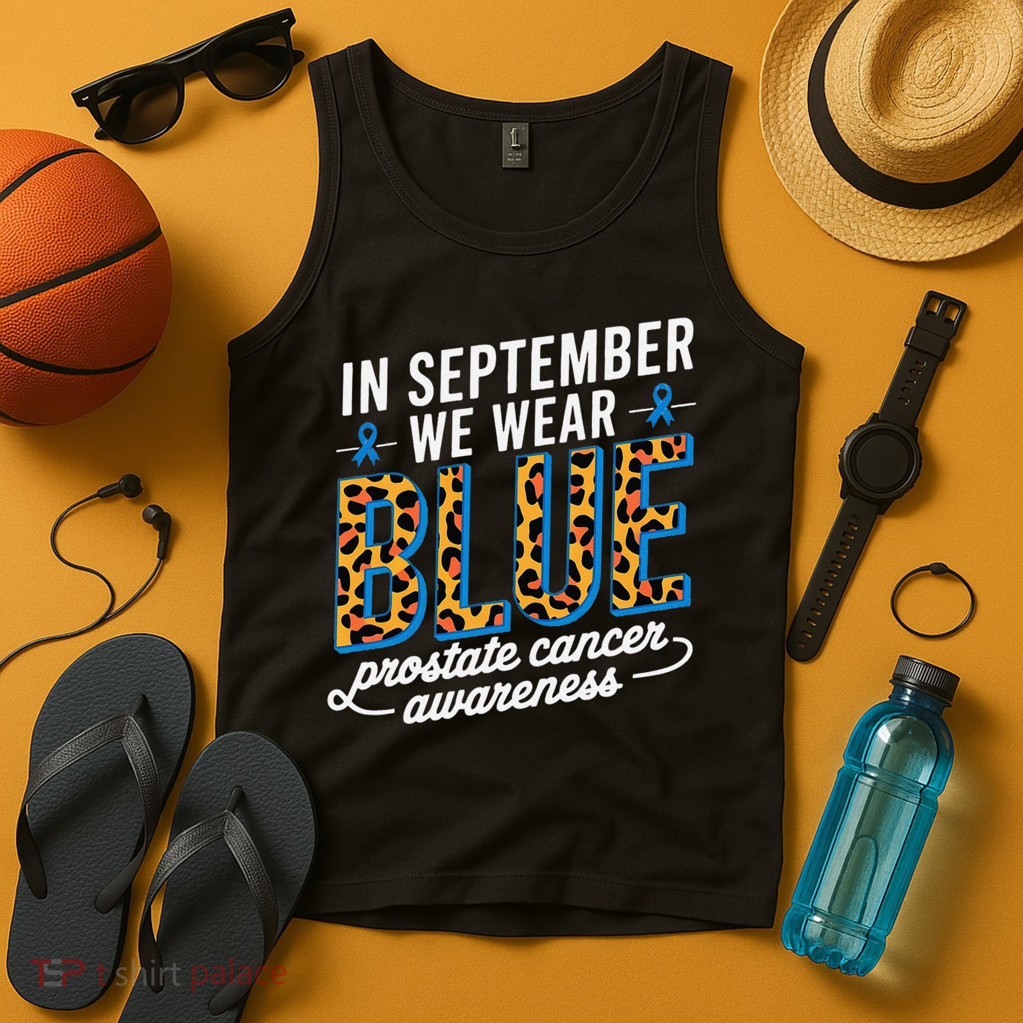 Boho Leopard September Wear Blue Prostate Cancer Awareness Tank Top
