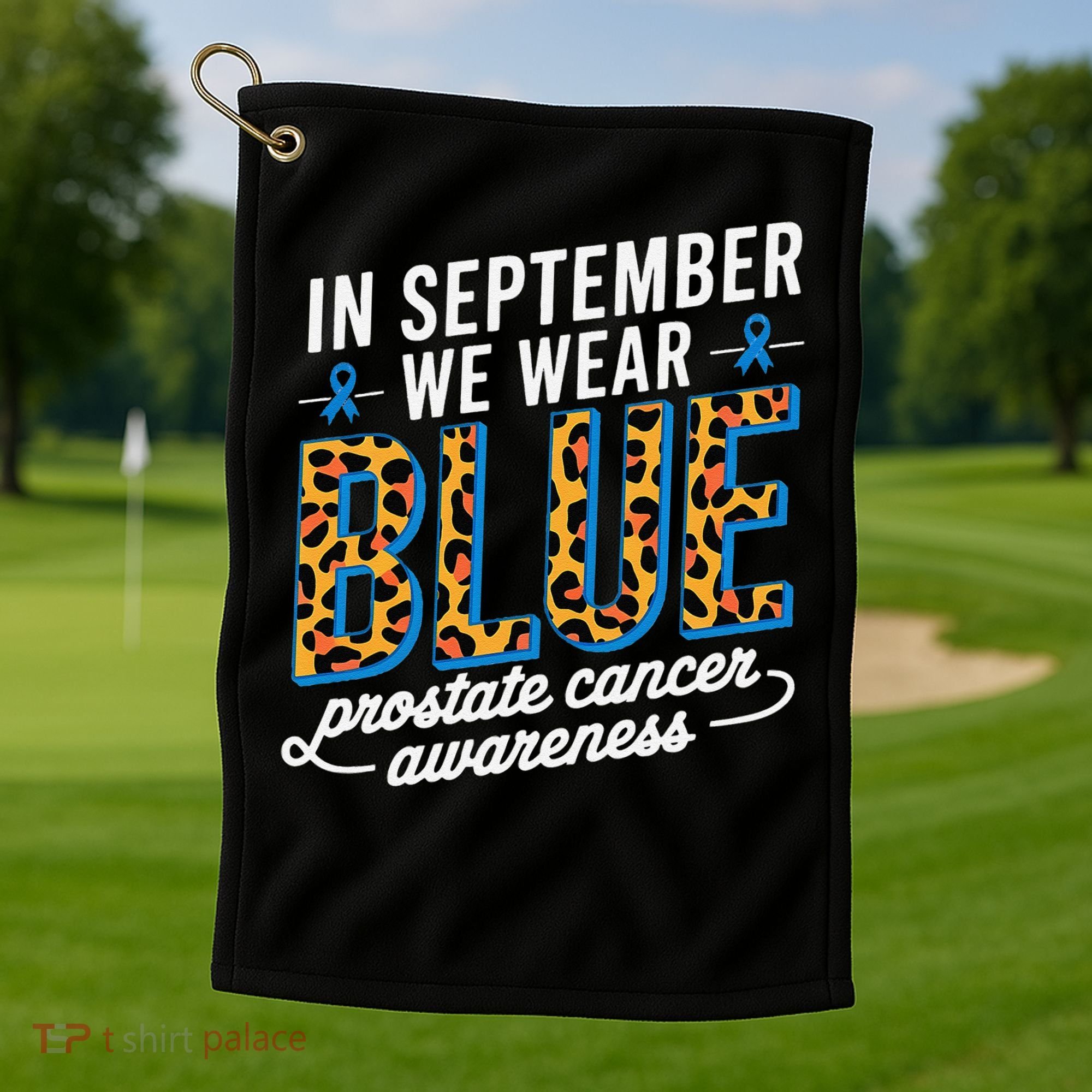 Boho Leopard September Wear Blue Prostate Cancer Awareness Golf Towel
