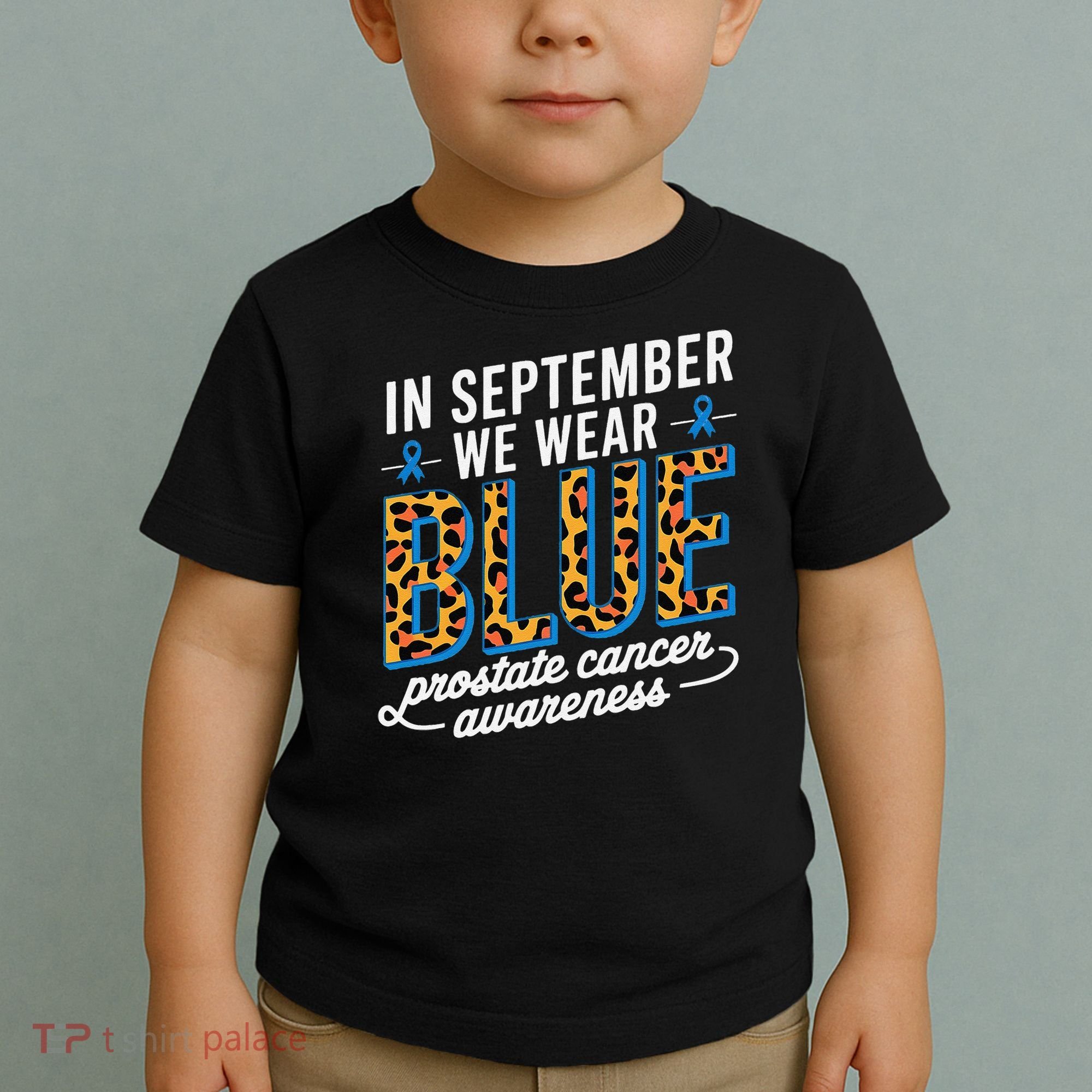 Boho Leopard September Wear Blue Prostate Cancer Awareness Toddler T-Shirt