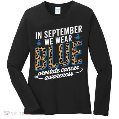 Boho Leopard September Wear Blue Prostate Cancer Awareness Women's Long Sleeve Shirt