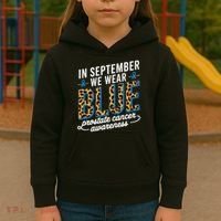 Boho Leopard September Wear Blue Prostate Cancer Awareness Kids Hoodie thumb 3