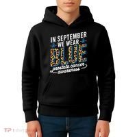 Boho Leopard September Wear Blue Prostate Cancer Awareness Kids Hoodie thumb 4