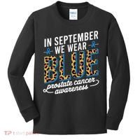 Boho Leopard September Wear Blue Prostate Cancer Awareness Kids Long Sleeve Shirt thumb 0