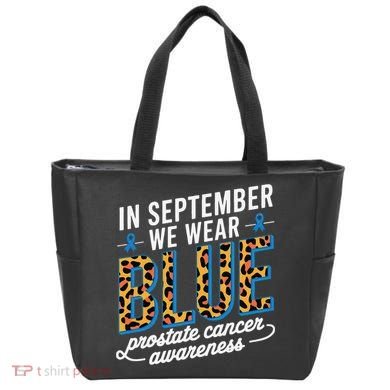 Boho Leopard September Wear Blue Prostate Cancer Awareness Tote Bag