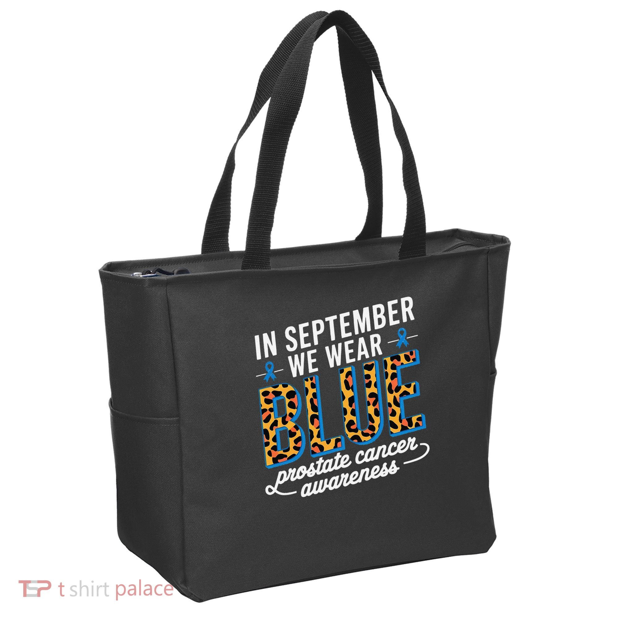 Boho Leopard September Wear Blue Prostate Cancer Awareness Tote Bag