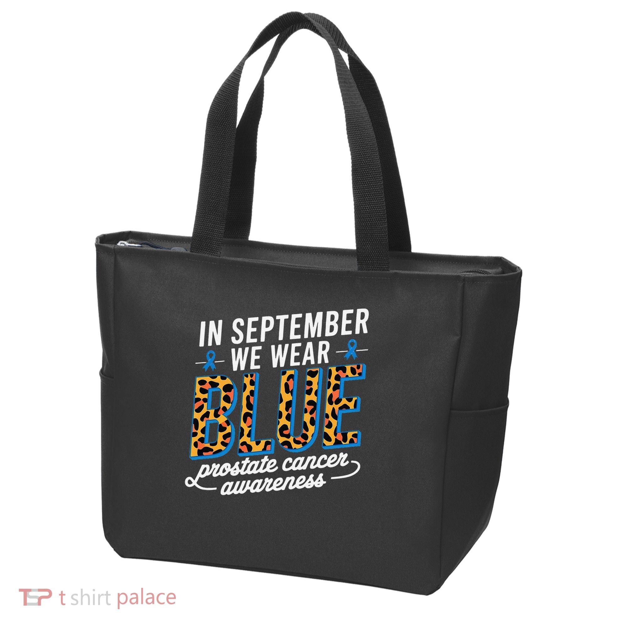 Boho Leopard September Wear Blue Prostate Cancer Awareness Tote Bag