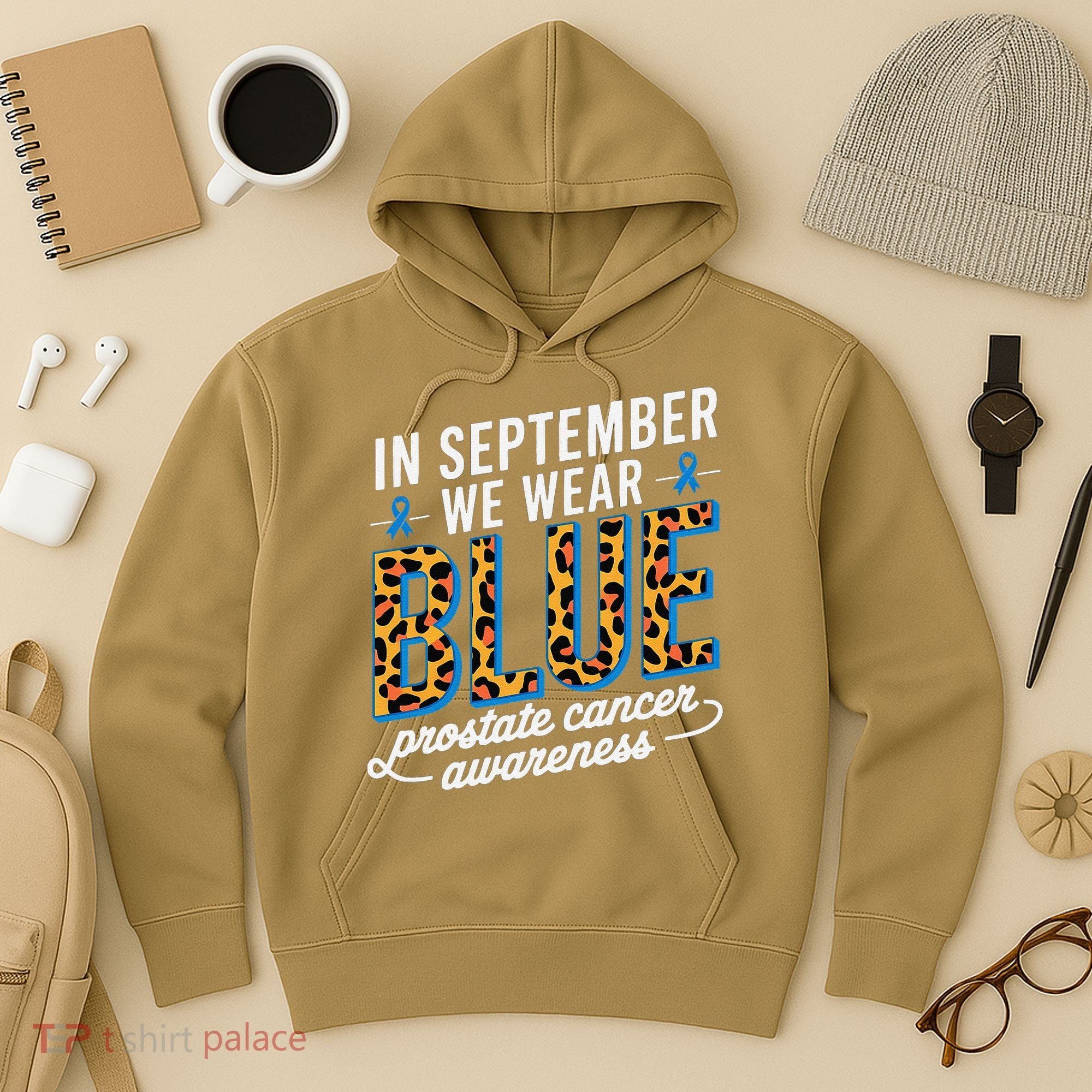 Boho Leopard September Wear Blue Prostate Cancer Awareness Hoodie