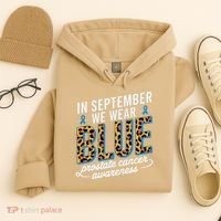 Boho Leopard September Wear Blue Prostate Cancer Awareness Hoodie thumb 4