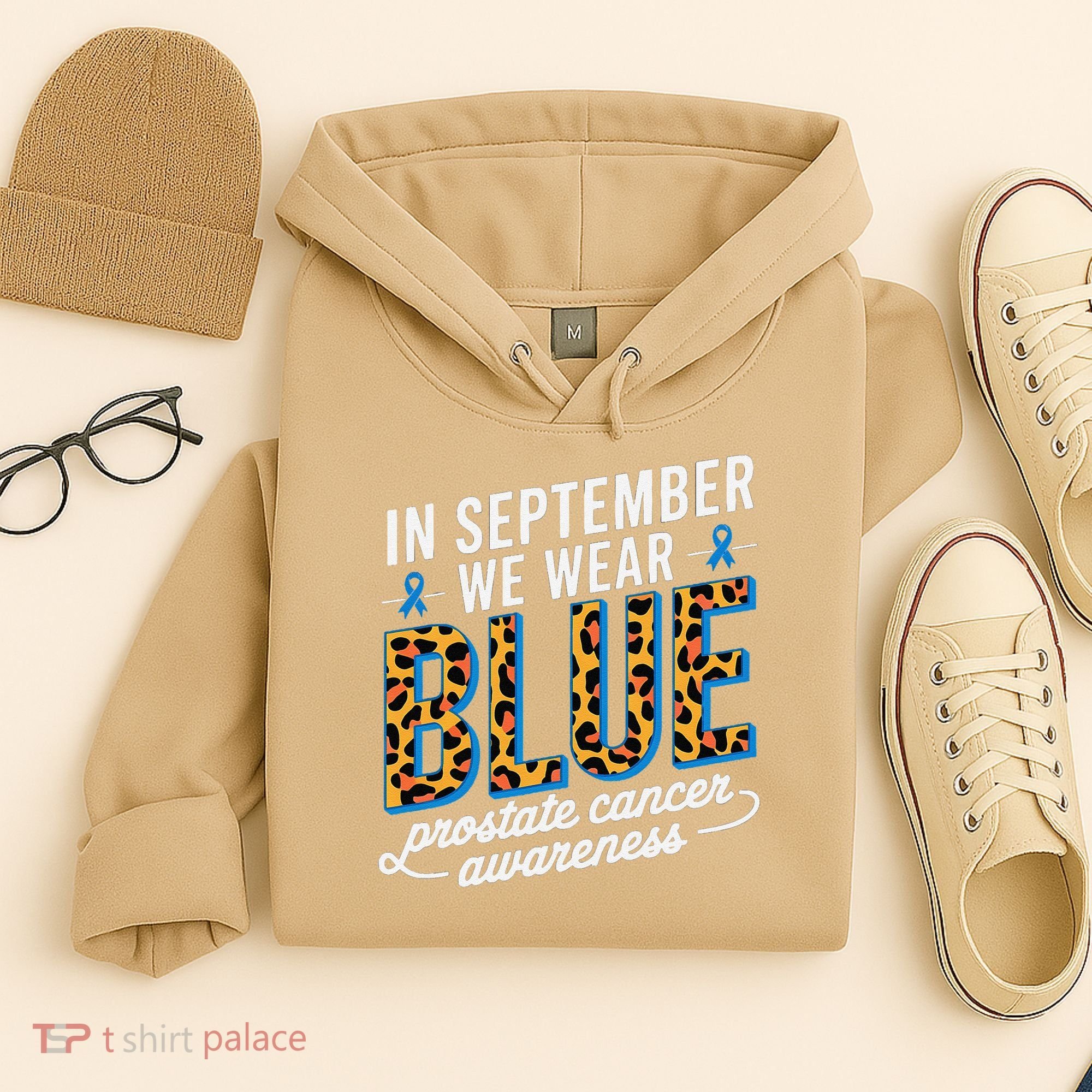Boho Leopard September Wear Blue Prostate Cancer Awareness Hoodie