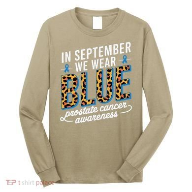 Boho Leopard September Wear Blue Prostate Cancer Awareness Long Sleeve Shirt
