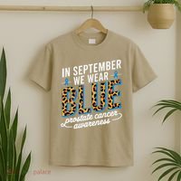 Boho Leopard September Wear Blue Prostate Cancer Awareness T-Shirt thumb 2
