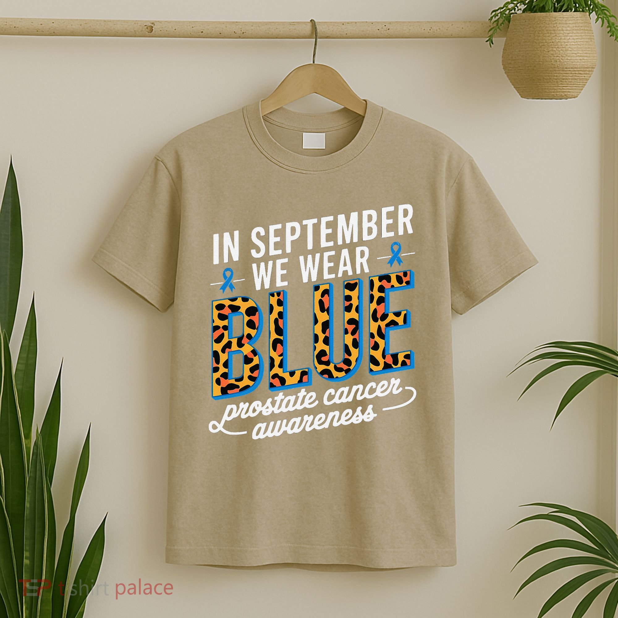 Boho Leopard September Wear Blue Prostate Cancer Awareness T-Shirt