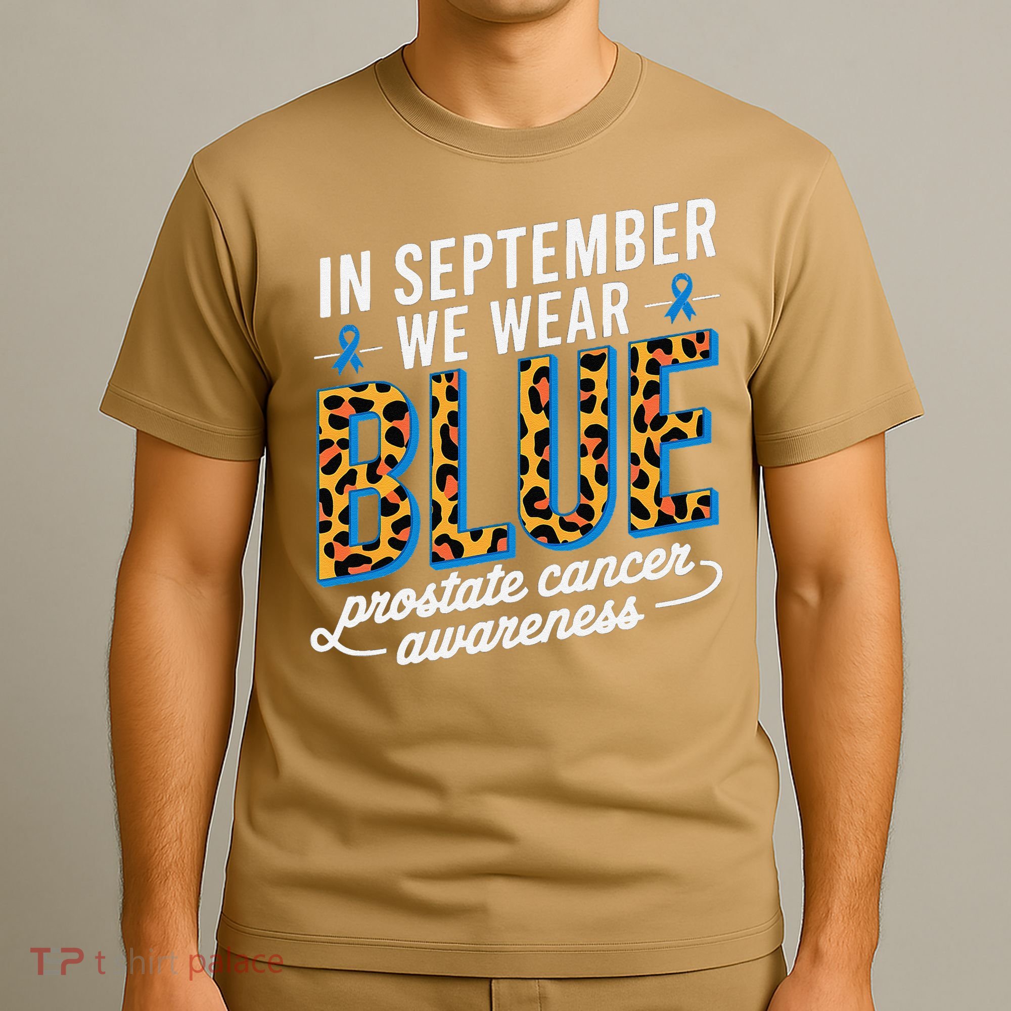 Boho Leopard September Wear Blue Prostate Cancer Awareness T-Shirt