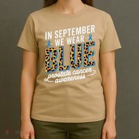 Boho Leopard September Wear Blue Prostate Cancer Awareness T-Shirt thumb 4