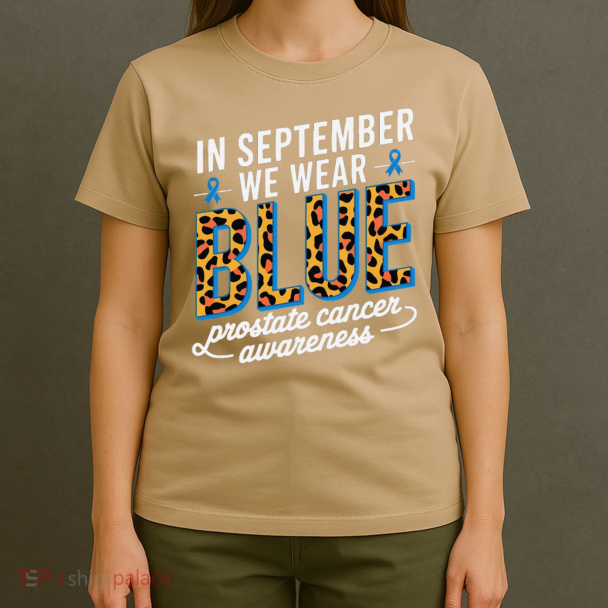 Boho Leopard September Wear Blue Prostate Cancer Awareness T-Shirt