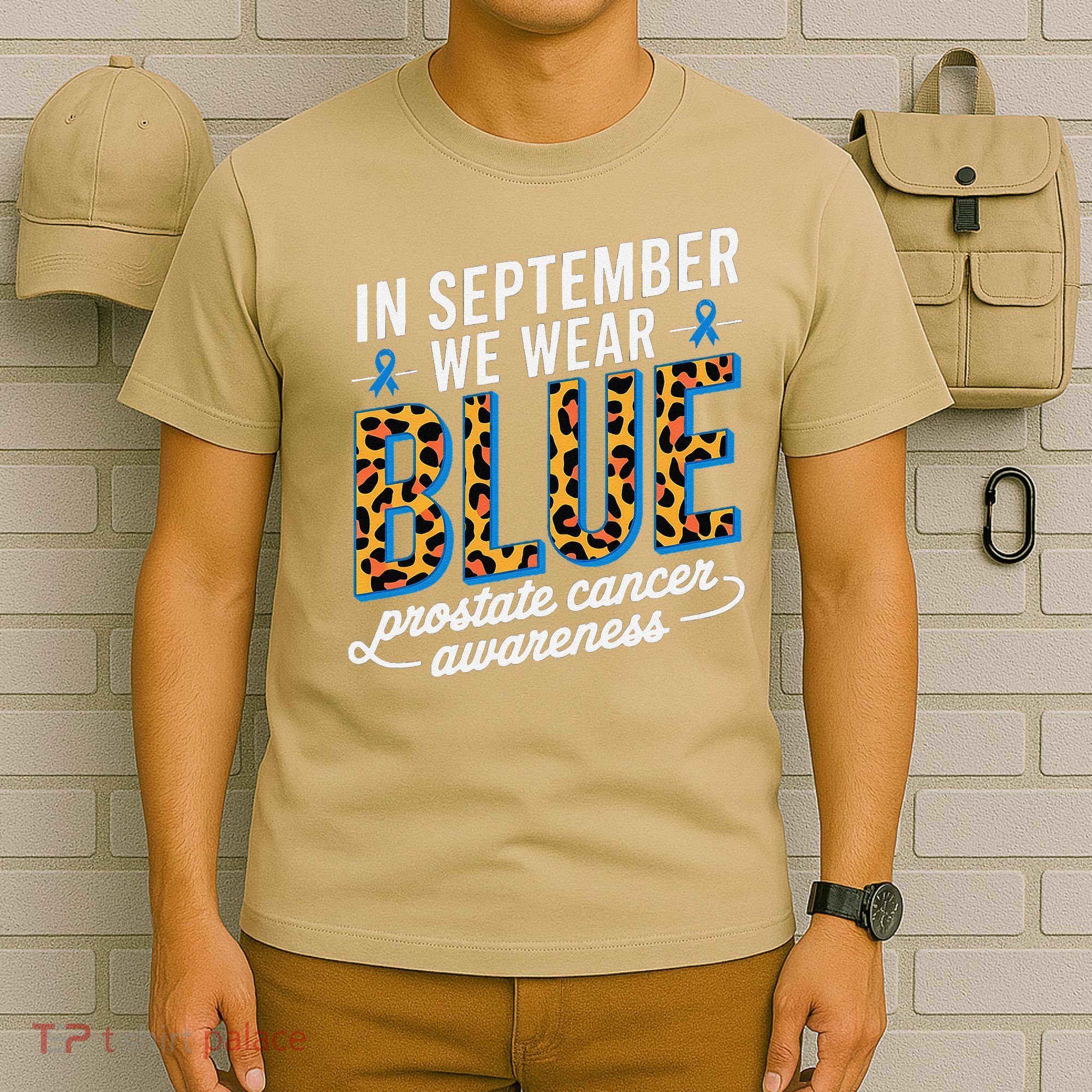Boho Leopard September Wear Blue Prostate Cancer Awareness T-Shirt