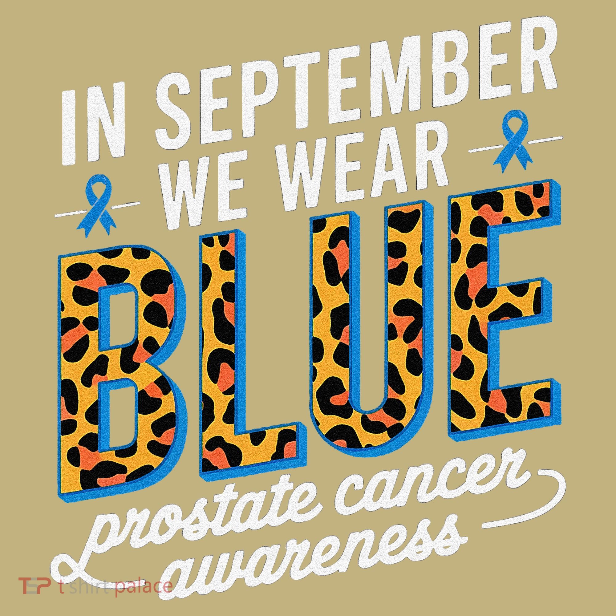 Boho Leopard September Wear Blue Prostate Cancer Awareness T-Shirt