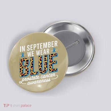 Boho Leopard September Wear Blue Prostate Cancer Awareness Button
