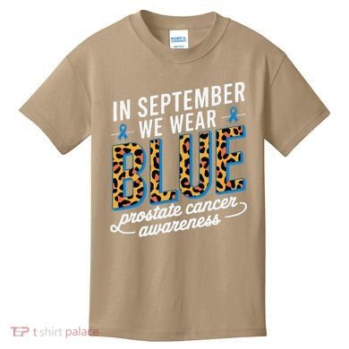 Boho Leopard September Wear Blue Prostate Cancer Awareness Kids T-Shirt