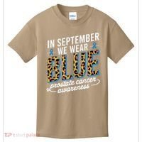 Boho Leopard September Wear Blue Prostate Cancer Awareness Kids T-Shirt thumb 0