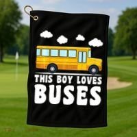 Bus Lover School Bus Funny Golf Towel thumb 1
