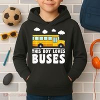 Bus Lover School Bus Funny Kids Hoodie thumb 2