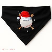 Baseball Lover Santa Christmas Holiday USA-Made Doggie Bandana thumb 0