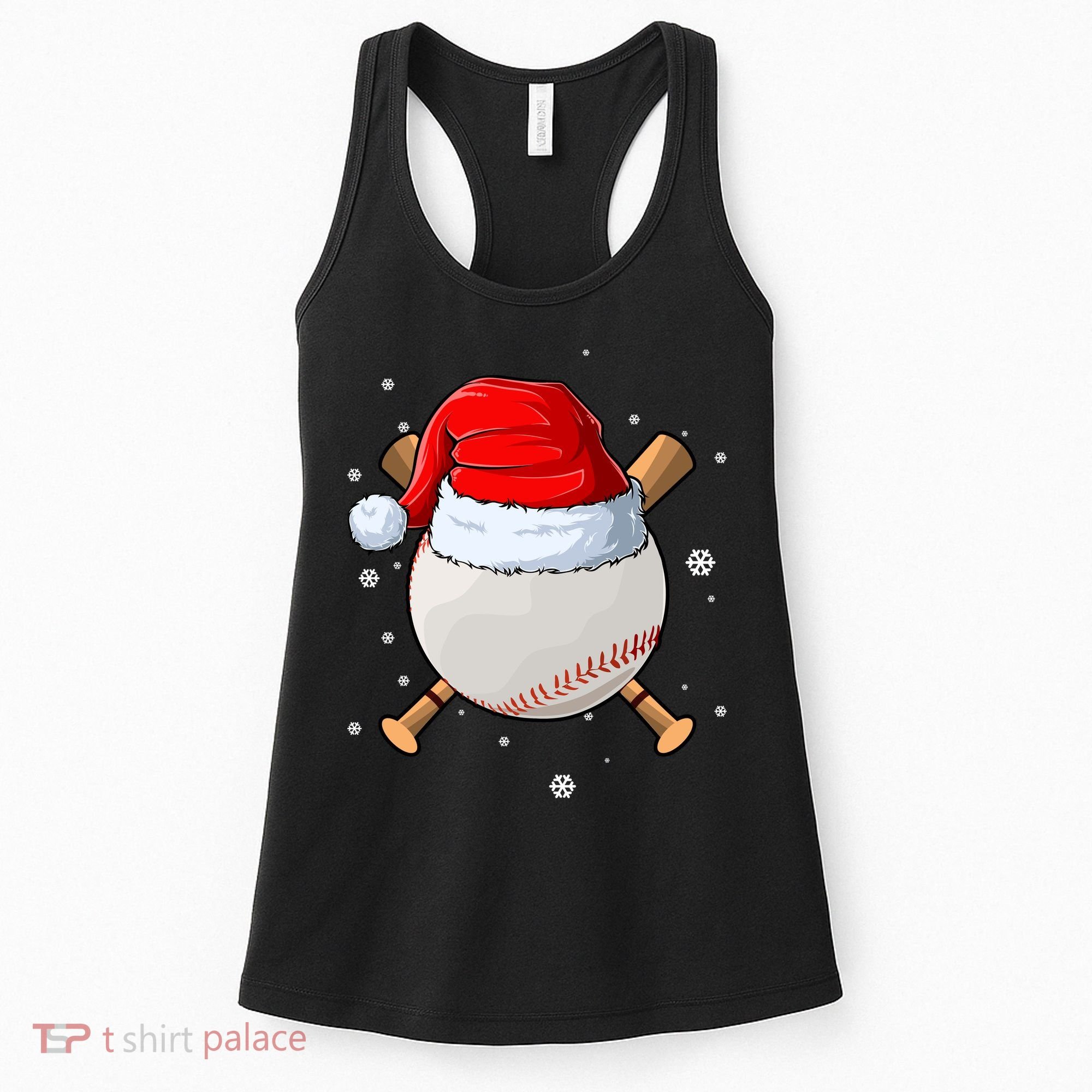 Baseball Lover Santa Christmas Holiday Women's Tank Top