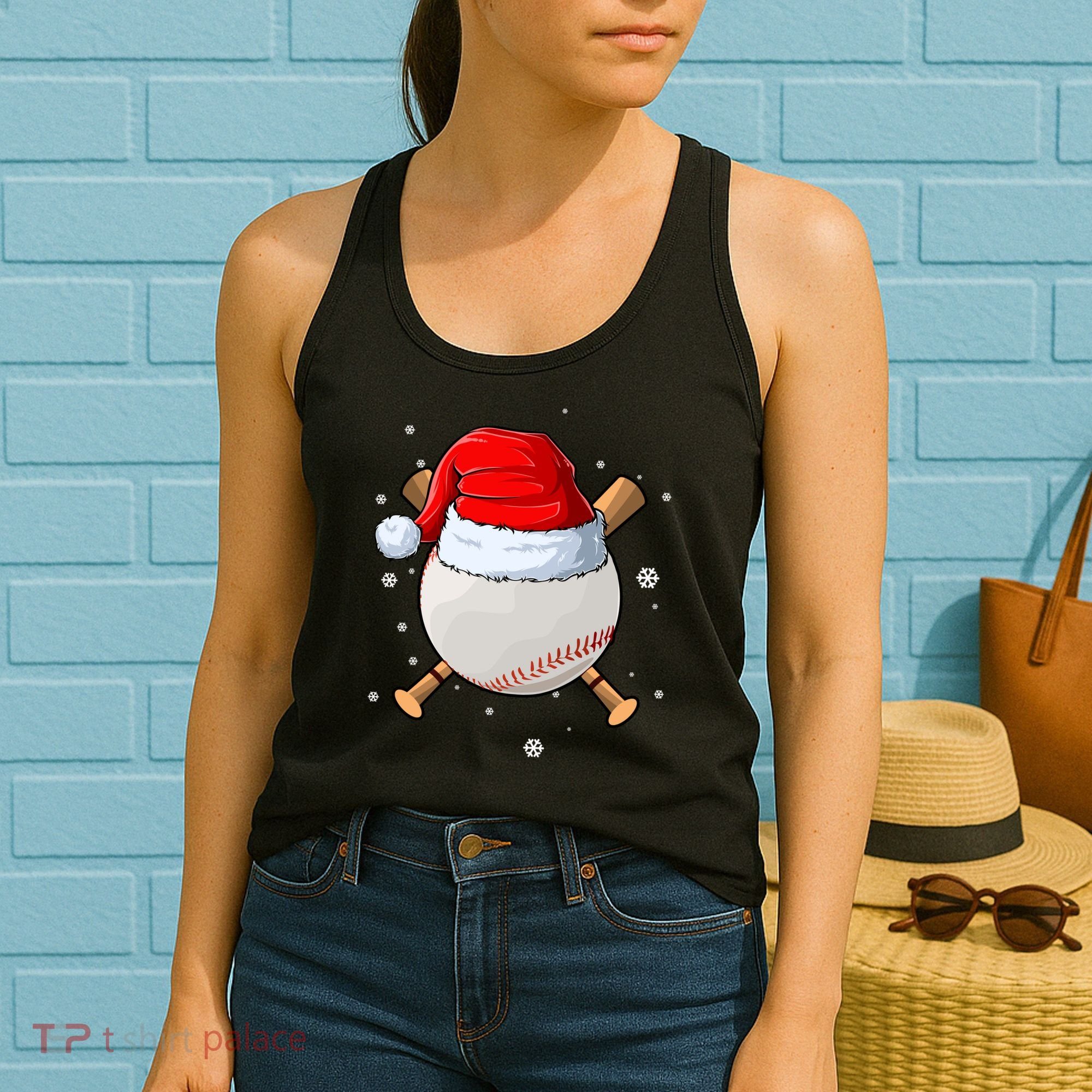 Baseball Lover Santa Christmas Holiday Women's Tank Top