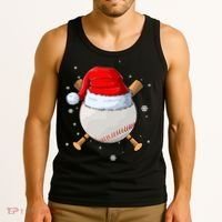 Baseball Lover Santa Christmas Holiday Tank Top thumb 3