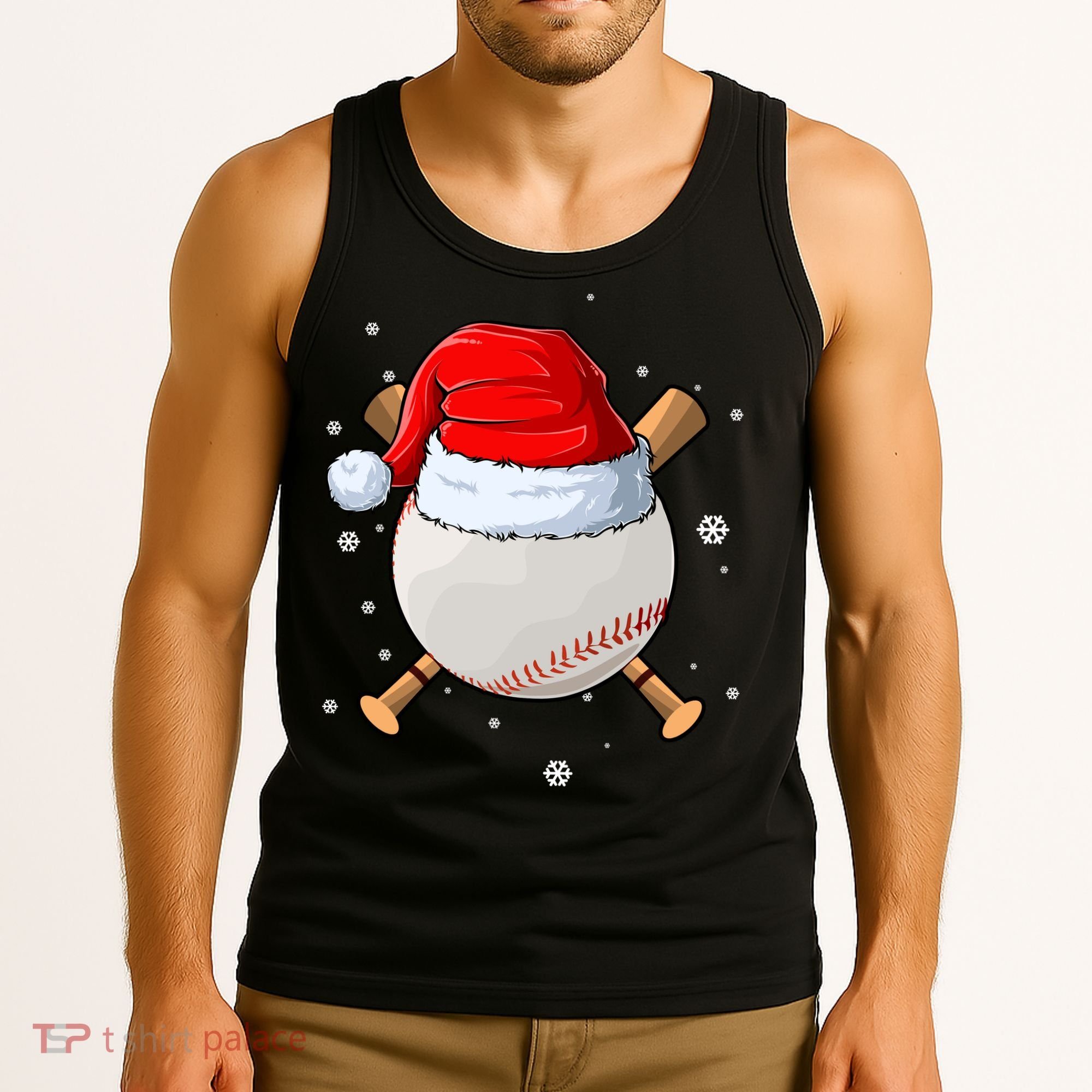 Baseball Lover Santa Christmas Holiday Tank Top
