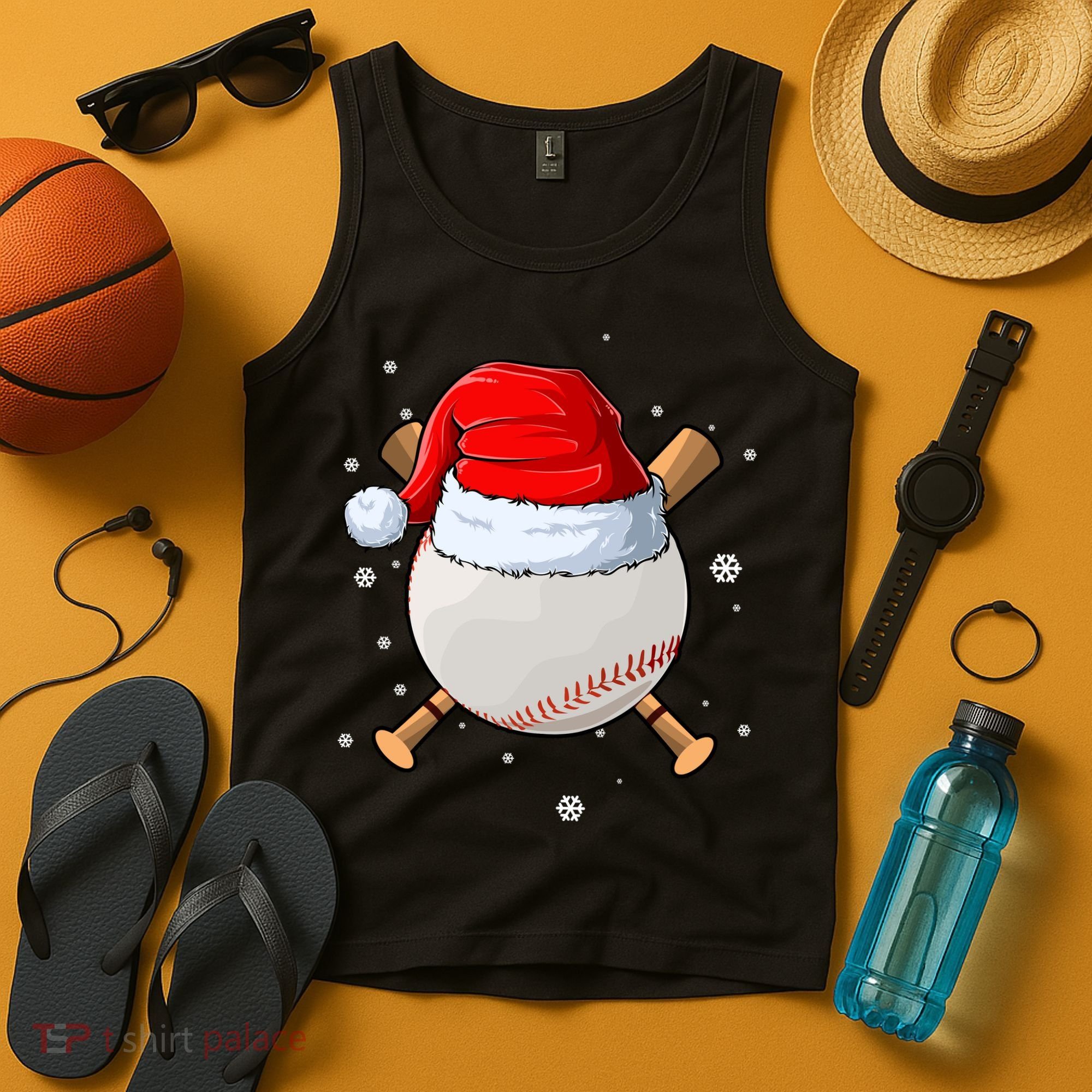 Baseball Lover Santa Christmas Holiday Tank Top