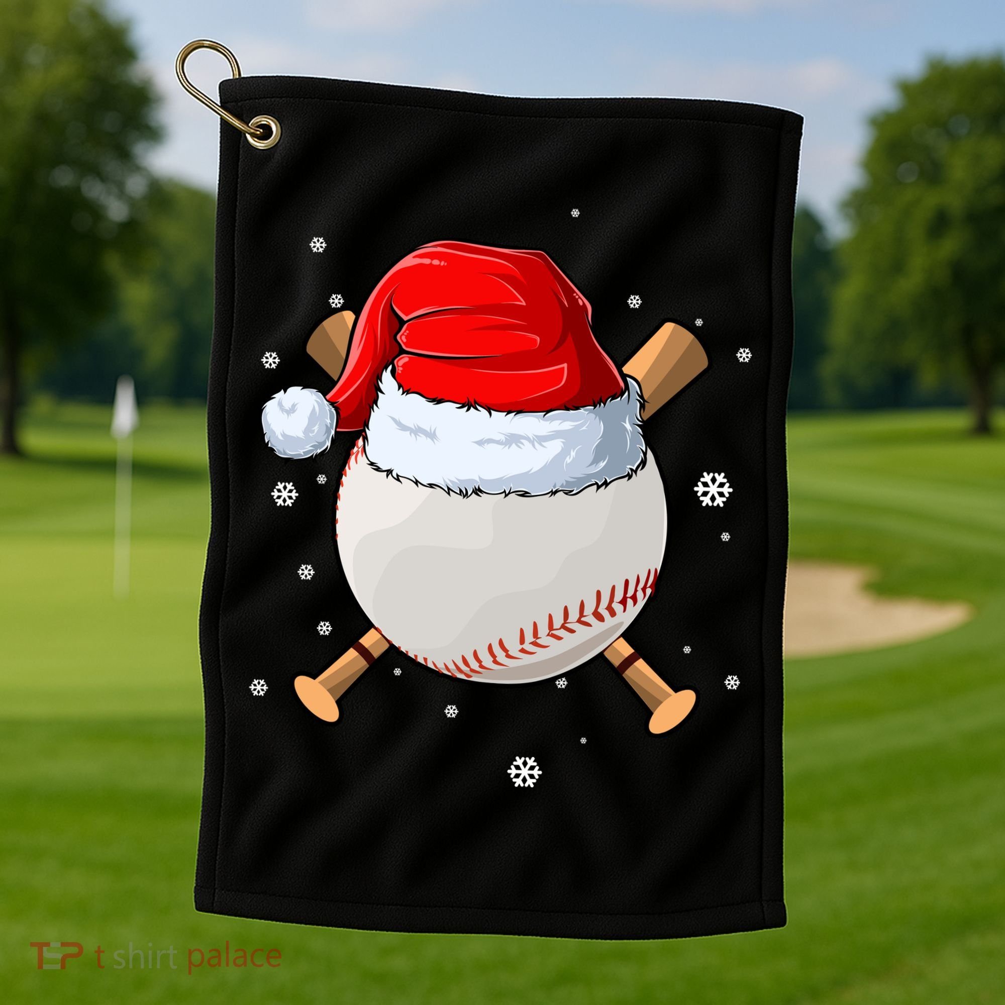 Baseball Lover Santa Christmas Holiday Golf Towel