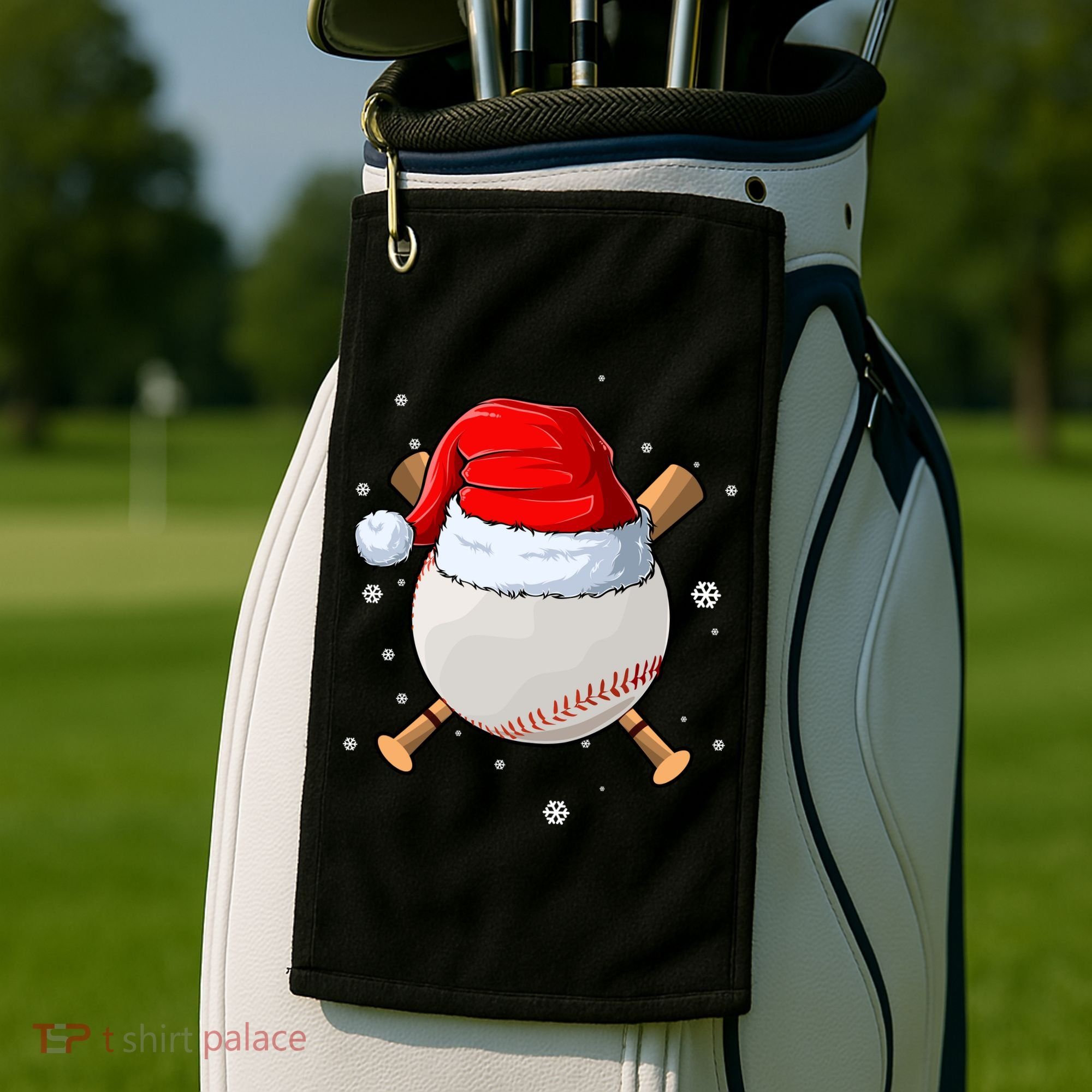 Baseball Lover Santa Christmas Holiday Golf Towel