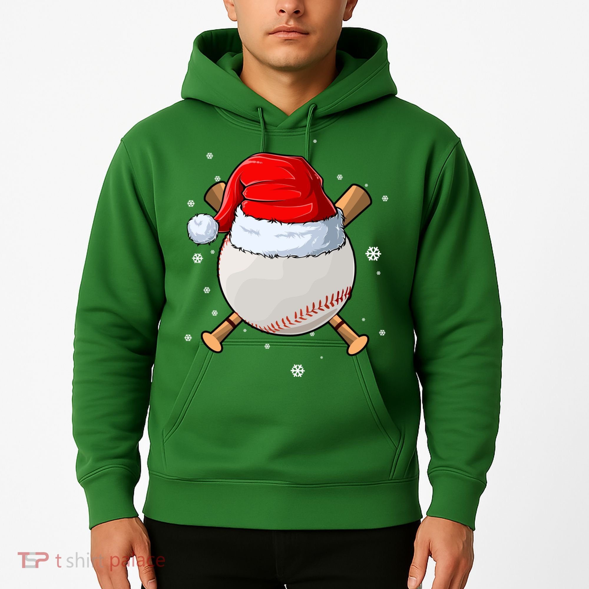 Baseball Lover Santa Christmas Holiday Hoodie