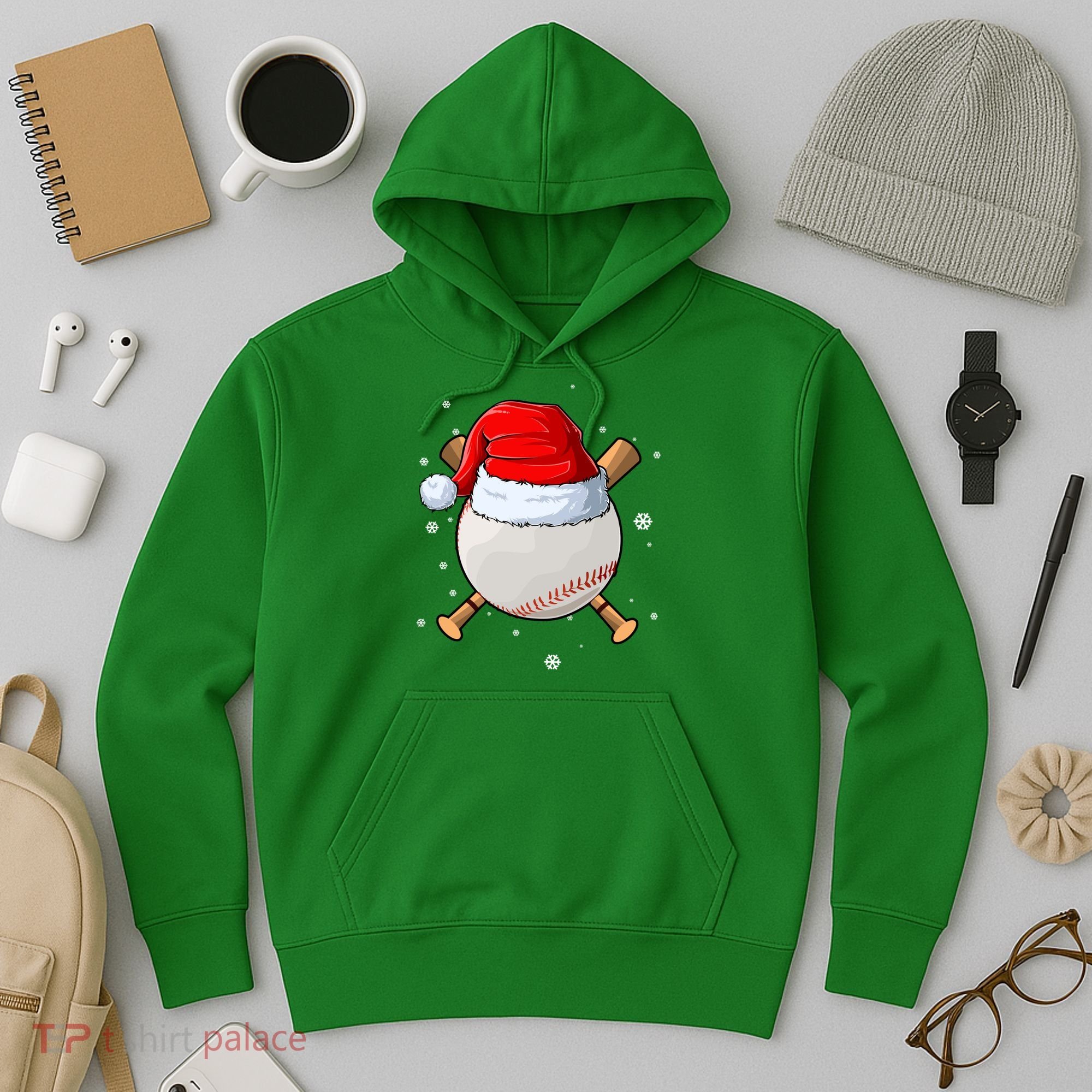 Baseball Lover Santa Christmas Holiday Hoodie