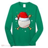 Baseball Lover Santa Christmas Holiday Long Sleeve Shirt thumb 0