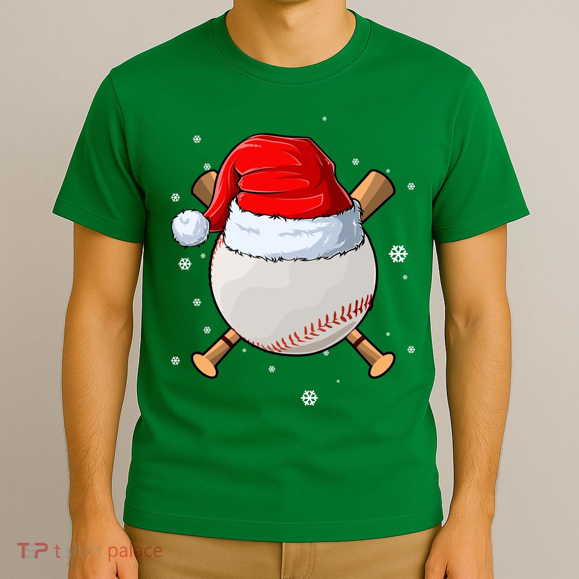 Baseball Lover Santa Christmas Holiday T-Shirt