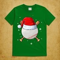 Baseball Lover Santa Christmas Holiday T-Shirt thumb 5