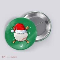 Baseball Lover Santa Christmas Holiday Button thumb 0