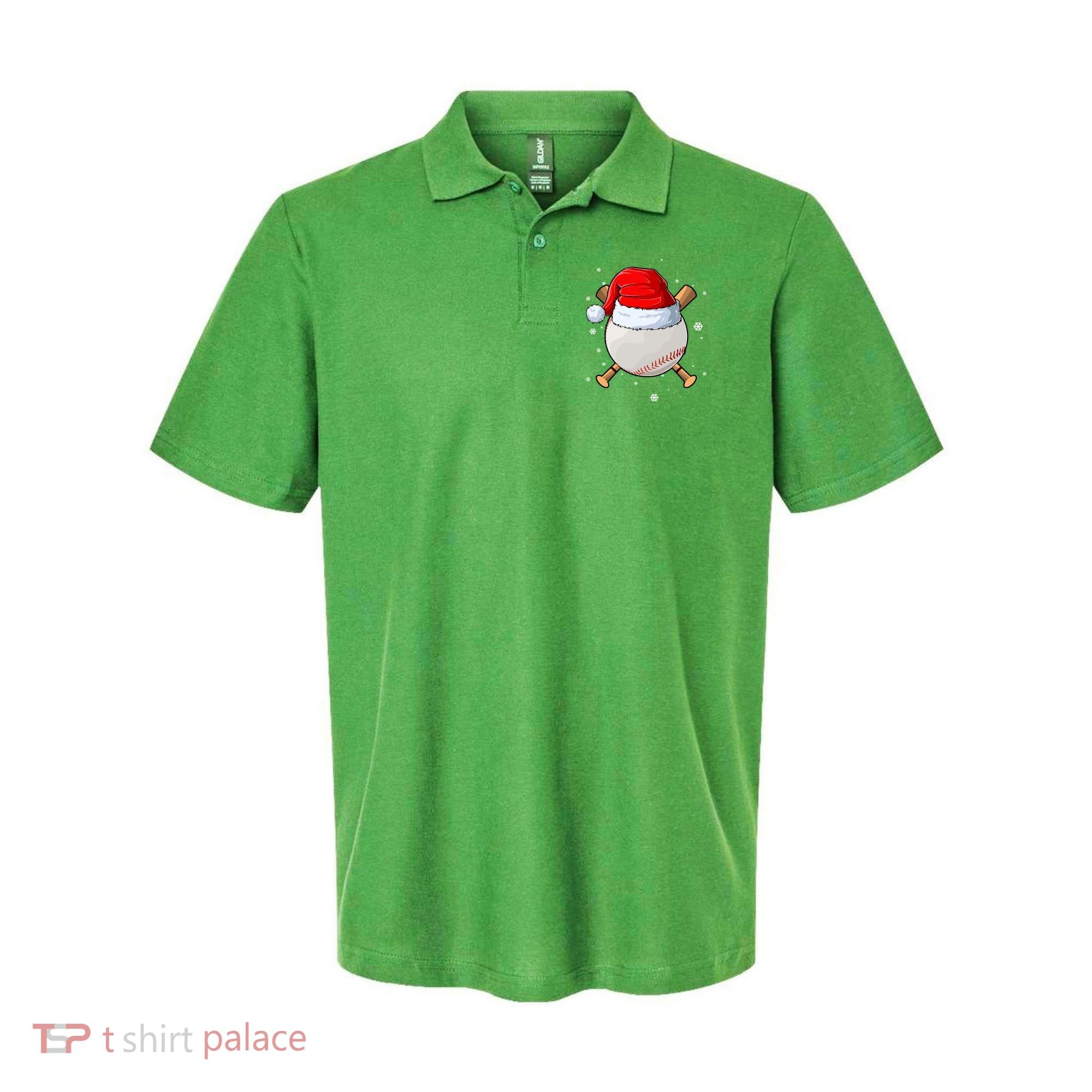 Baseball Lover Santa Christmas Holiday Polo